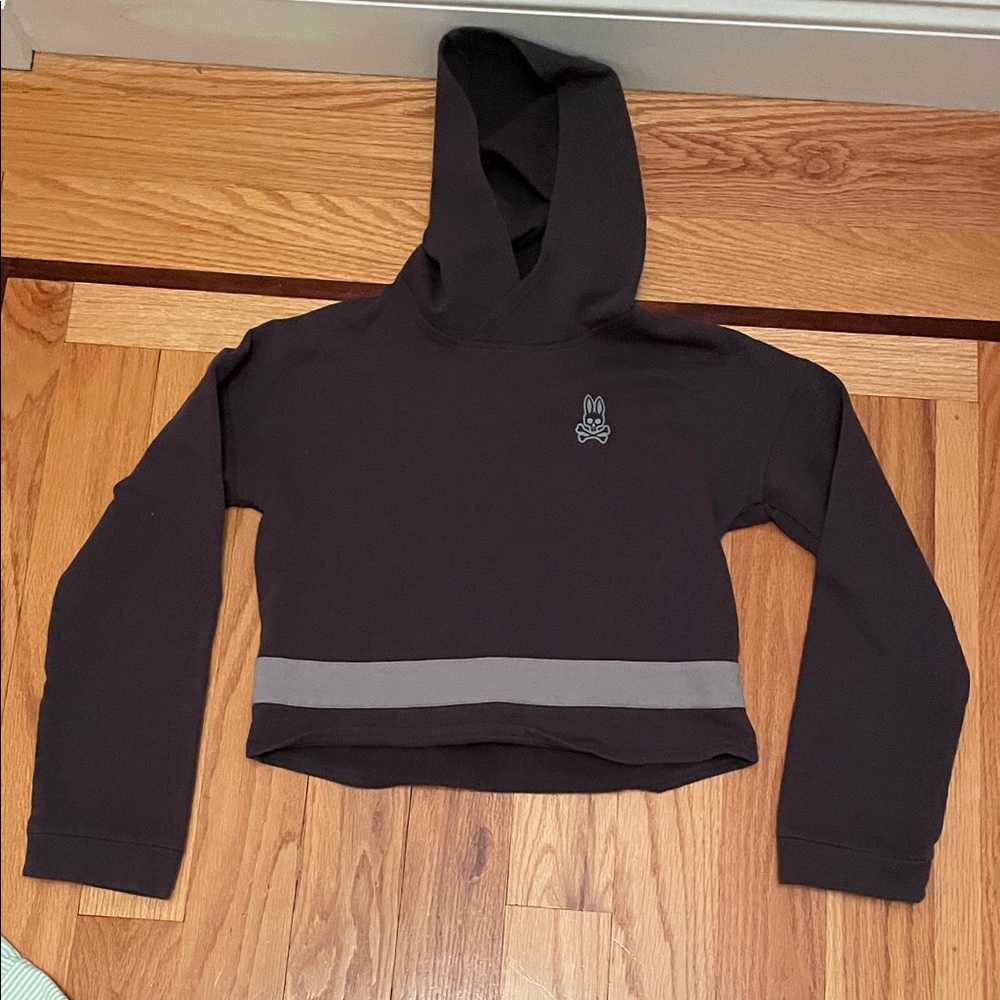 Psycho Bunny Black Hoodie with Gray Stripe